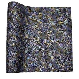 David accessories Butterfly Dragonfly Flower Bump Texture Faux Leather Sheet 1 Pc 11" x 55" (30x140cm) Faux Leather Fabric for DIY Bows Earrings Making Crafts (Butterfly&Gragonfly&Flowers E)