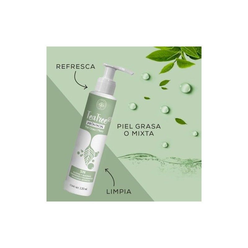 Árbora Jabón Facial Tea Tree piel grasa y acné sin