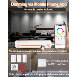 Neliwo LED Recessed Lighting 6 inch/5 inch, Smart RGB Bluetooth Can Lights, 13W 1050LM, Color Changing, Retrofit Led Recessed Light Compatible with Alexa for Bedroom Living Room Kitchen, 6Pack