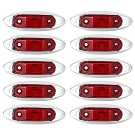 10pcs 3LED Luz de marcador lateral Impermeable a prueba de polvo Lámpara de piraña para camión Remolque Camión (Rojo) Luz de posición lateral Luz de
