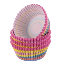 HARFINGTON 100 Count Cupcake Liners Rainbow Circle Cupcake Cups Standard Size Muffins Liners Papers Baking Cups Wrappers Greaseproof for Party Wedding Birthday