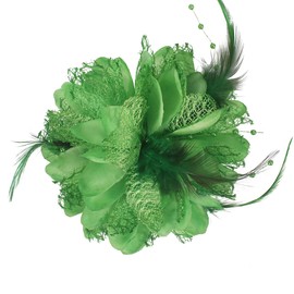 Mecool 3 in 1 Flower Hair Clips for Weddings Women's Brooches & Pins Corsage Women's Hair Jewellery Ponytail Holder | 4.72" Ladies Brooches for Wedding | Hair Styling Accessories for Girls - Green