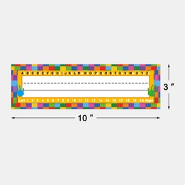 50 Pack Nameplates for Student Desks, Building Blcok Style Name Tags Classroom Student Cubbies Locker Labels