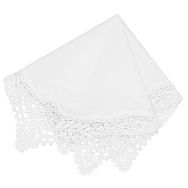 Milesky - Pañuelo de boda blanco de algodón puro, suave para mujer con encaje de ganchillo, Ch04, 11.5 x 11.5 inches