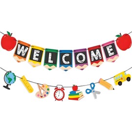 Quixorblex Welcome Back to School Banner Set Classroom Decor First Day Back to School Kindergarten Classroom Office Banner Welcome Sign School Supplies