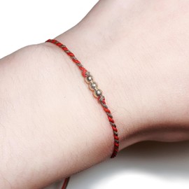 Red String Bracelet, 14K Gold Filled beaded Bracelet, Good Luck Red Bracelet, Adjustable bracelet for Women and Men