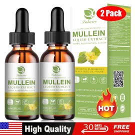 60ML Mullein Leaf Extract Natural Drops Healthy Lung Cleanse Respiratory 2 Pack