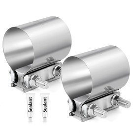 ZEHCLP Exhaust Clamp 2 3/4 Butt Joint 304 Stainless Steel Band Clamp Sleeve Couple (2, 2.75 inch)
