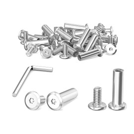 Pack of 40 M4 x 16 mm Connection Screws, Sleeve Screws, Stainless Steel A2 V2A, Furniture Screws, Cabinet Connector with Hex Key for Cabinets, Cabinets, Wood Bread