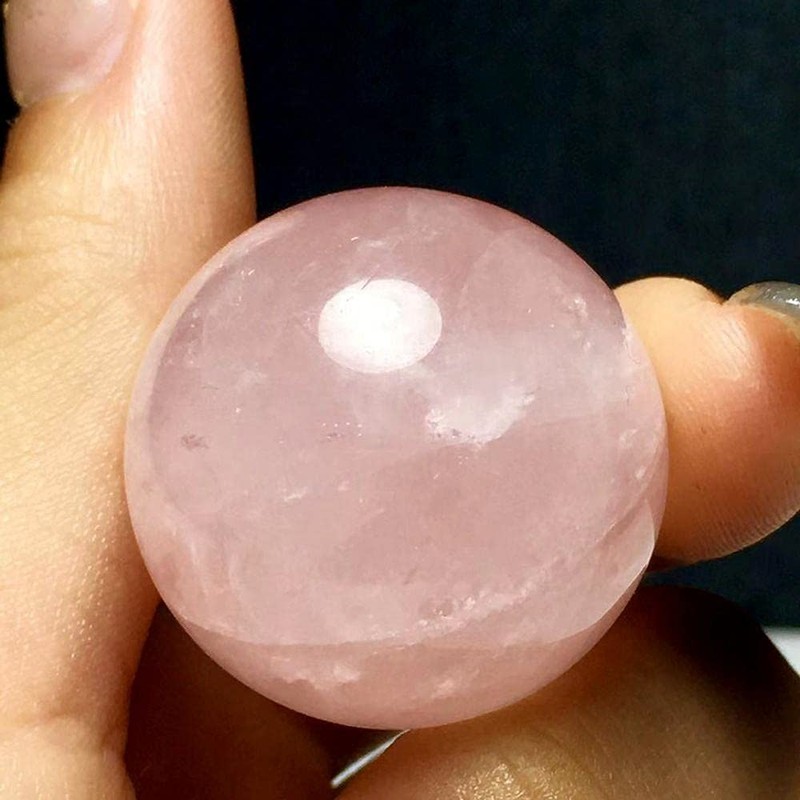 RCSTONE 1.4" Rose Quartz Baoding Balls Small Pink Crystal Healing