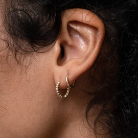 WOVEE Earrings Set Stud Earrings Round Cubic Zirconia Ball & Hoop Earrings, Silver 925 Gold Cubic Zirconia, Women, Men, Girls, 3 mm / 4 mm / 10 mm / 12 mm, Cubic Zirconia