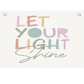 ICEWHITEY Let Your Light Shine Decor,Boho Bible Verses Canvas Banner Wall Hanging Banner Flag,Christian Scripture Wall Art,Nursery Classroom Bedroom Kids Room Playroom Wall Decor