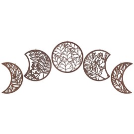 UNICRAFTALE 5 Stück Mondphasen Wanddekoration Hängende Mond Wanddekoration Hölzerne Wandbehang Ornamente Mit Kunststoff Aufklebern Hölzerne Mondphasen Wandkunst Boho Dekor Für Zimmer Bar Ornament