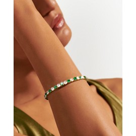 YADOCA Women's Bracelet Gold Silver Multicoloured Zirconia Crystal Tennis Bracelet for Women Birthday Mother's Day Christmas Gift for Mum Friend Daughter Jewellery Women