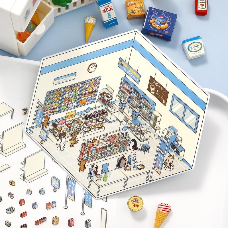 BGM Sticker Diorama 2.5D Sticker Convenience Store BS-JR003