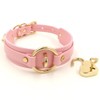 Choker, Heart Collar, Padlock, Ring, PU Leather, (Pink & Gold)