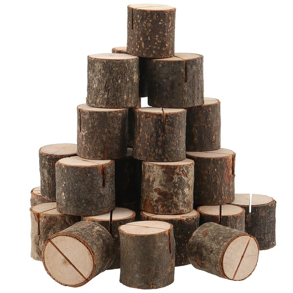 NAMYEUT Pack of 30 Wooden Photo Holders, Menu Card Holder,