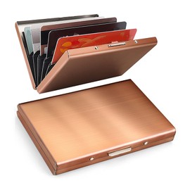 Organizador de Tarjetas de Crédito de Metal, Portatarjetas de Crédito con Bloqueo RFID con 6 Ranuras para Tarjetas Estuche para Tarjetas de Acero Inoxidable para Almacenar Tarjetas(oro rosa)