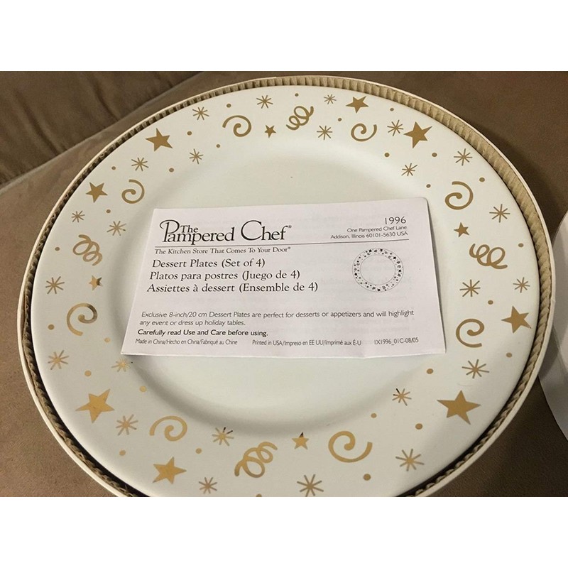 Pampered Chef Simple Addition Dessert Plates Set of 4