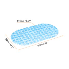 sourcing map Bath Tub Shower Mat, 30" x 14.2" PVC Non-Slip Pebble Oval Mat with Drain Holes, Suction Cups for Bathroom Bathtub, Clear Blue