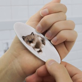 Miradoll Ragdoll Kitten Cat Brown Lazy Double-Sided Oval Nail File Emery Board Set 4 Pack