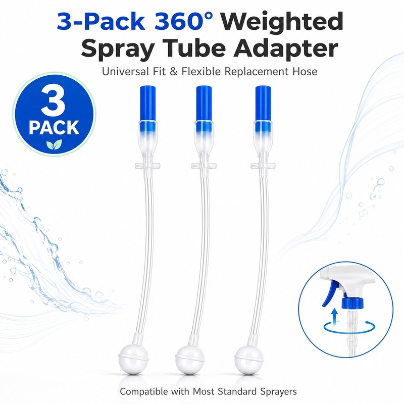 3 Pack 360° Weighted Spray Bottle Tube Adapter, Universal Fit