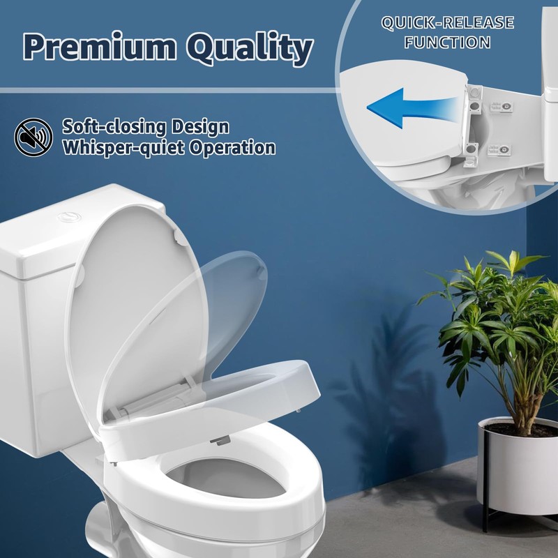 Huttdmel Raised Elongated Toilet Seat 18.5'' for Seniors – Soft
