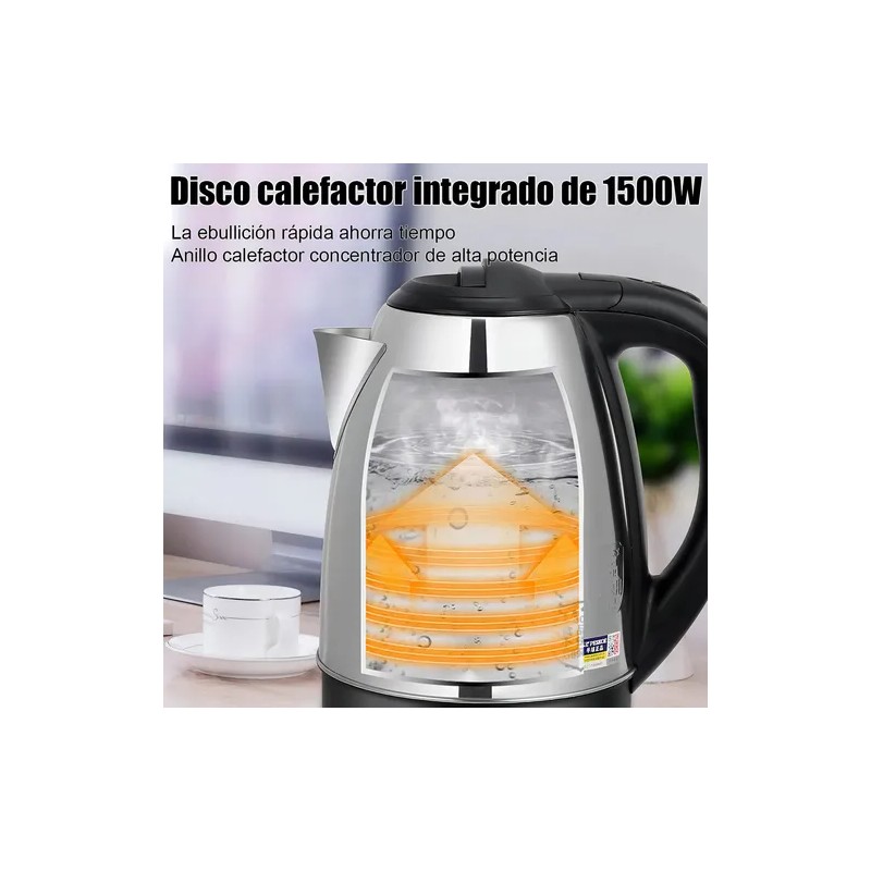 Tetera Eléctrica 2l 1500w 110v Tetera Acero Inoxidable Resistente Cafeteras