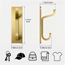 Pickpiff - Paquete de 12 ganchos de pared para chamarra y toalla: colgador calcomanía de puerta de 12 libras, color dorado