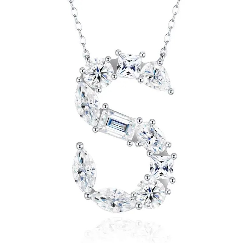 Pass Diamond Tester Letter F Multi Cut VVS Moissanite Necklace