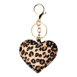 Leopard Print Heart Pendant Keychain Y2K Cheetah Printed Heart Bag Charm for Women Girl Y2K Handbag Purse Backpack Decor Accessories Vintage Leopard Key Chain Wallet Car Key Organizer Holder