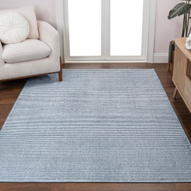 JONATHAN Y CAR101B-3 Cole Modern Minimalist Pinstripe High-Low Blue/White 3 ft. x 5 ft. Area Rug for Living Room, Bedroom, Dining Room, Kitchen