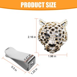 Mandark Bling Leopard Car Air Vent Clip, 2PCS Crystal Rhinestone Vehicle Air Outlet Cheetah Print Decoration, Automotive Interior Ornament Accessories, Universal for SUV Sedan Truck (Gold)