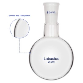 Labasics Glass 250 ml Single Neck Round Flask RBF, Single Neck Round Bottom Flask with 24/40 Standard Taper Outer Joint - 250 ml
