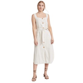 DL1961 Womens Lexia Linen Blend Sleeveless Midi Dress Beige S