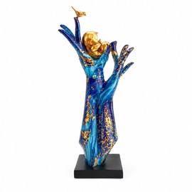 Shlinnuo Mother and Baby Statue, New Mom Gift, for New Parents, Blue Gold Nursery Shelf Decor, Mother’s Day Figurine for Home, 12.2 Inch