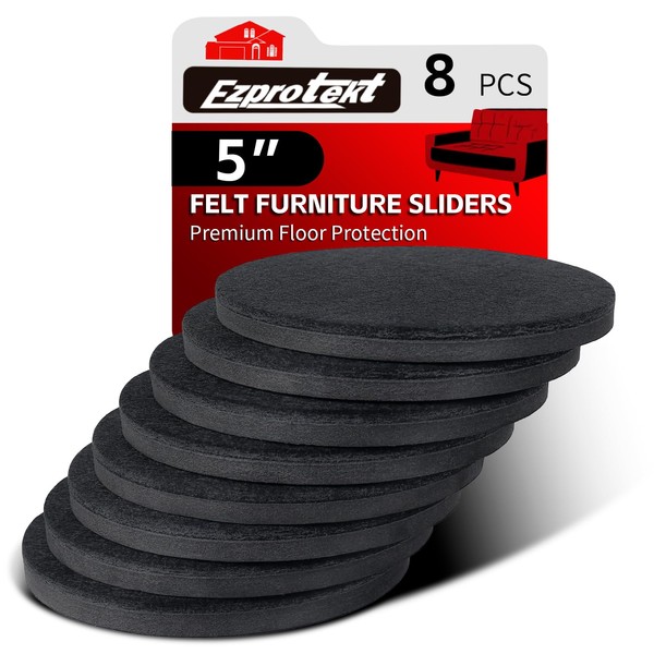 8 PCS 5" Felt Furniture Movers Sliders for Hardwood Floors,