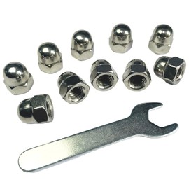 ZDingTech 10pcs 5/16-18 Acorn Cap Nuts,5/16-18 Cap Nuts,Acorn Hex Cap Dome Head Nuts,Dome Nuts,304 Stainless Steel Acorn Nuts,Hardware Nuts,18-8,Bright Finish with Open End Wrench