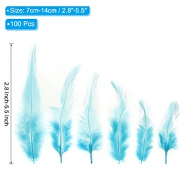 PATIKIL 3-6 Inch Saddle Hackle Rooster Feather, 100 Pcs Bulk Natural Feathers Fluffy Craft Feathers for Dream Catcher Earrings Pendant, Lake Blue