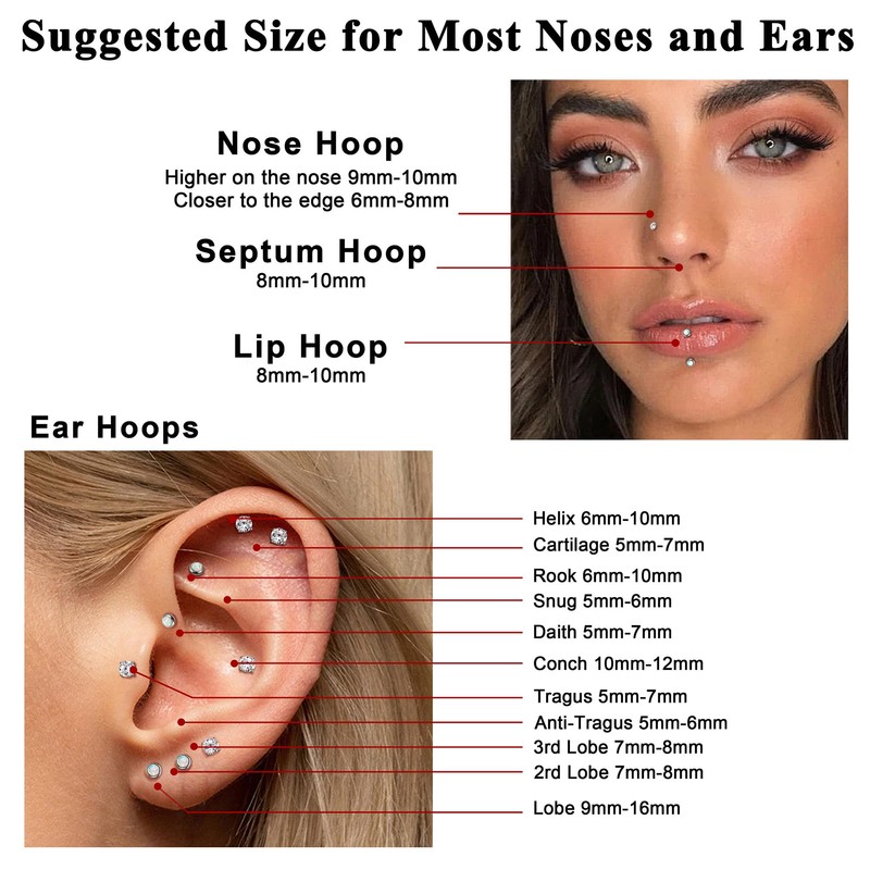 Adramata G23 Titanium Lip Piercing Labret Piercing Threadless Insertion Monroe