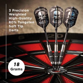 Viper Desperado 80% Tungsten Soft Tip Darts with Storage/Travel Case: Death Mark, Coarse Knurling, 18 Grams