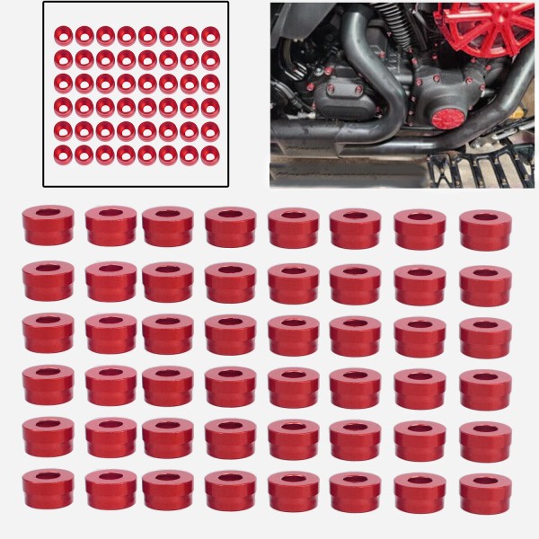 Unbranded 48X Red Engine Bolt Cover Caps Kit For Harley