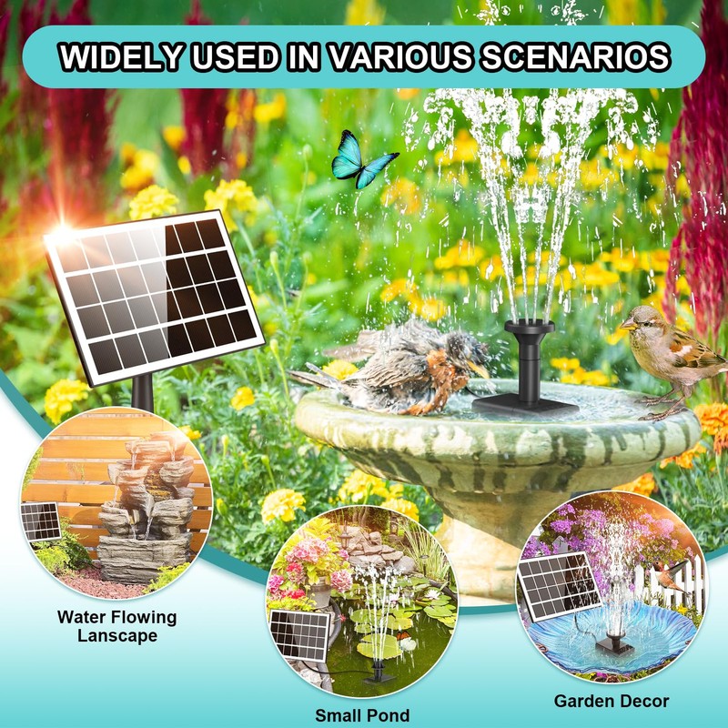 SZMP Solar Fountain Pump for Bird Bath,No Battery Solar Water