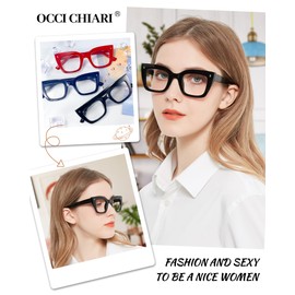 OCCI CHIARI Women Oversized Square-Cateye Reading Glasses 2.25x RetroThick Readers Comfort Eyeglasses(1.0 1.25 1.5 1.75 2.0 2.25 2.5 2.75 3.0 3.5 4.0 5.0 6.0)