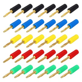 MECCANIXITY 20 Pcs 2mm Banana Plugs, 10A 6mm OD 26.5mm Length Speaker Wire Cable Plugs Connectors, Banana Jack Connector for Speaker Wire Audio Cable, 5 Colors