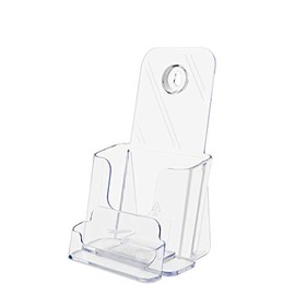 Marketing Holders 12 Pack Trifold Holder 4" Brochure Pamphlet Display Stand for Tabletop or Wall with Business Card Pocket Clear Acrylic