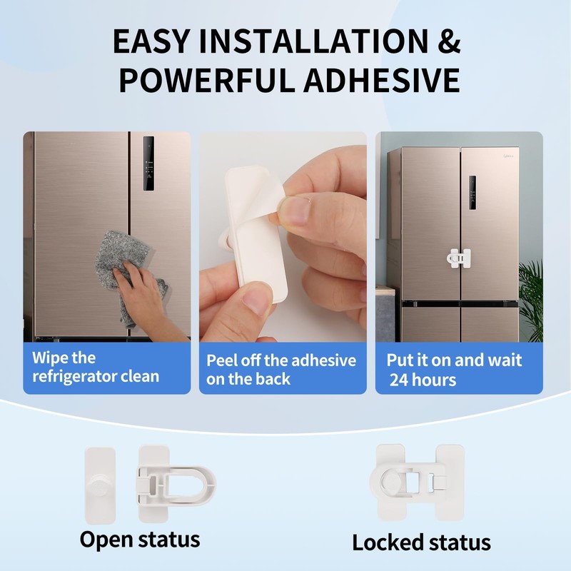 4 x Fridge Lock No Drilling Suitable for Ovens, Refrigerators,