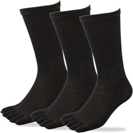 (F615L) Men's 5 Toe LL, Set of 3, Military Feet, Cotton EX, Stretchy Cotton Material, Comfortable to Wear, Black, With Supporters, Prevents slipping, 10.6 - 11.4 inches (27 - 29 cm), Black