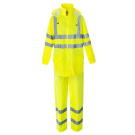 Cordova SPR3GSM Type R, Class III, Two-Piece Rain Suit, Jacket With Attached Hood & Drawstring, Elastic Waist Pants, Water-Proof PU Coated Polyester Fabric, Medium