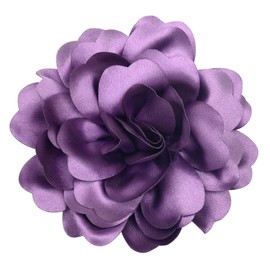Handmade Camellia Satin Fabric Flower Brooch Pins for Women Vintage Elegant Flower Brooch Hair Clip Pins Wedding Party Dance Dress Clothes Accessories (Purple)